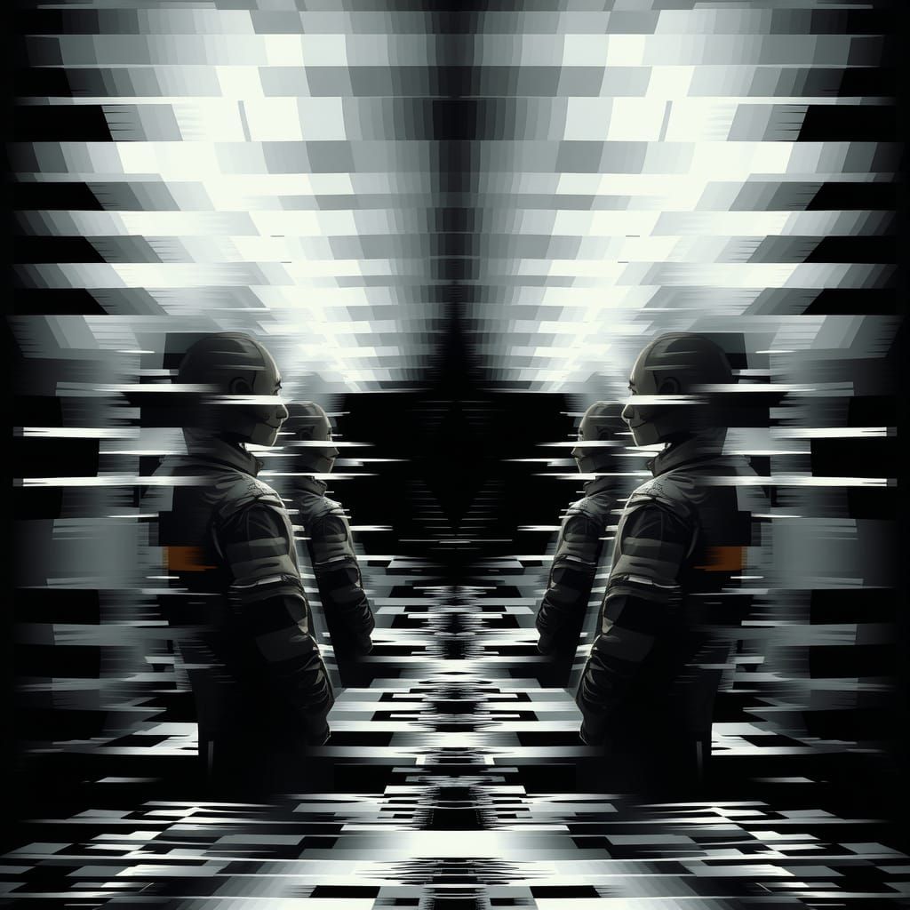 Abstract Corrupted Figures in Glitch Art Style