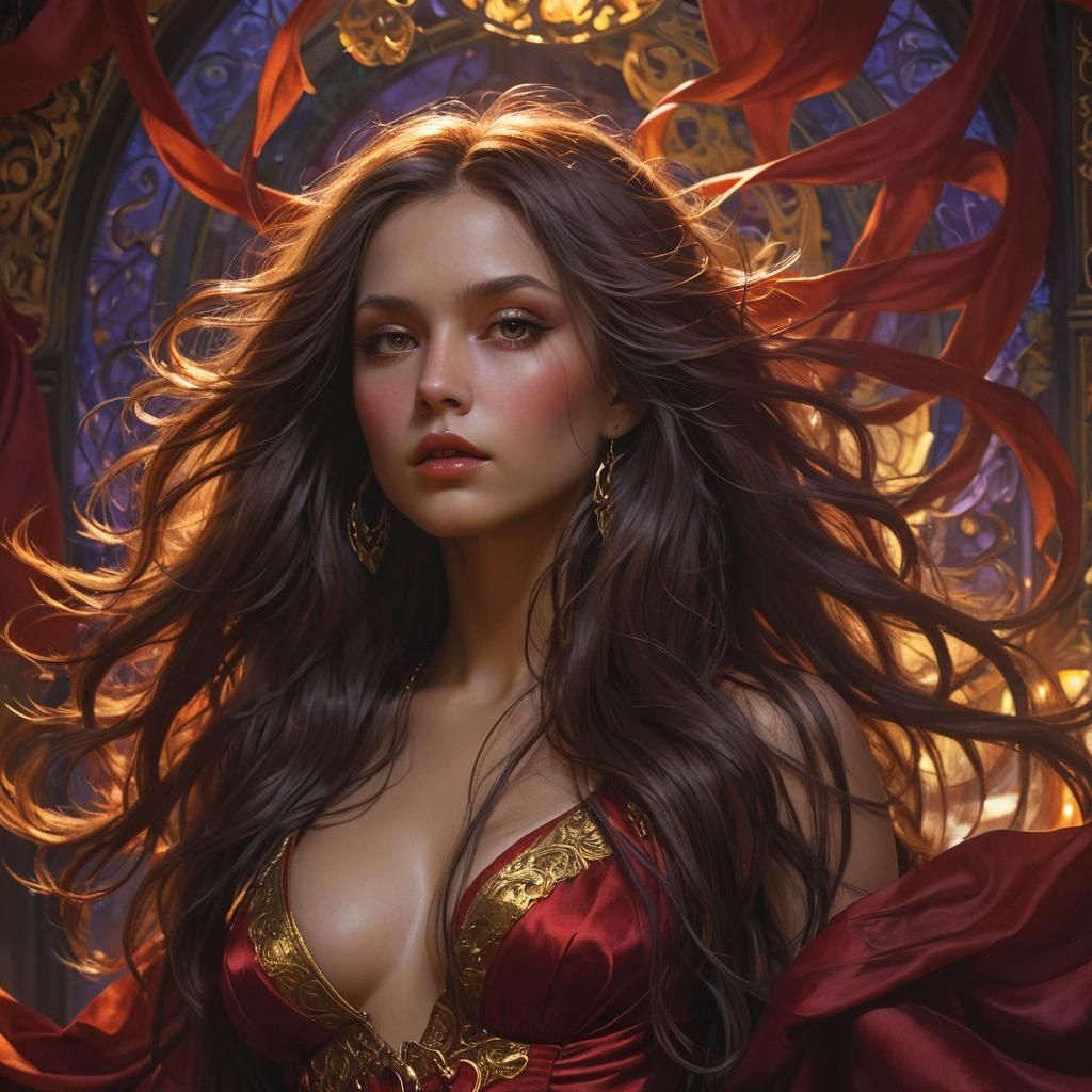 Elegant Femme in Red Silks