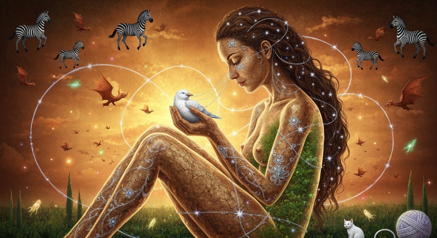 Ethereal Woman with Transparent Body and Inner Oasis