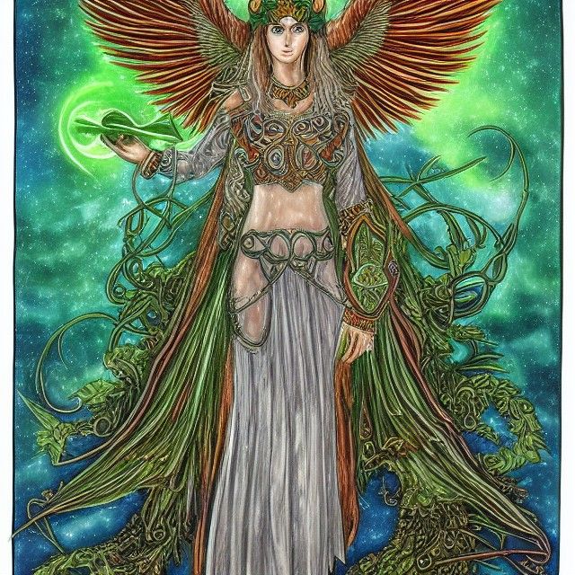 Celtic Phoenix in Winter Storm, Digital Art