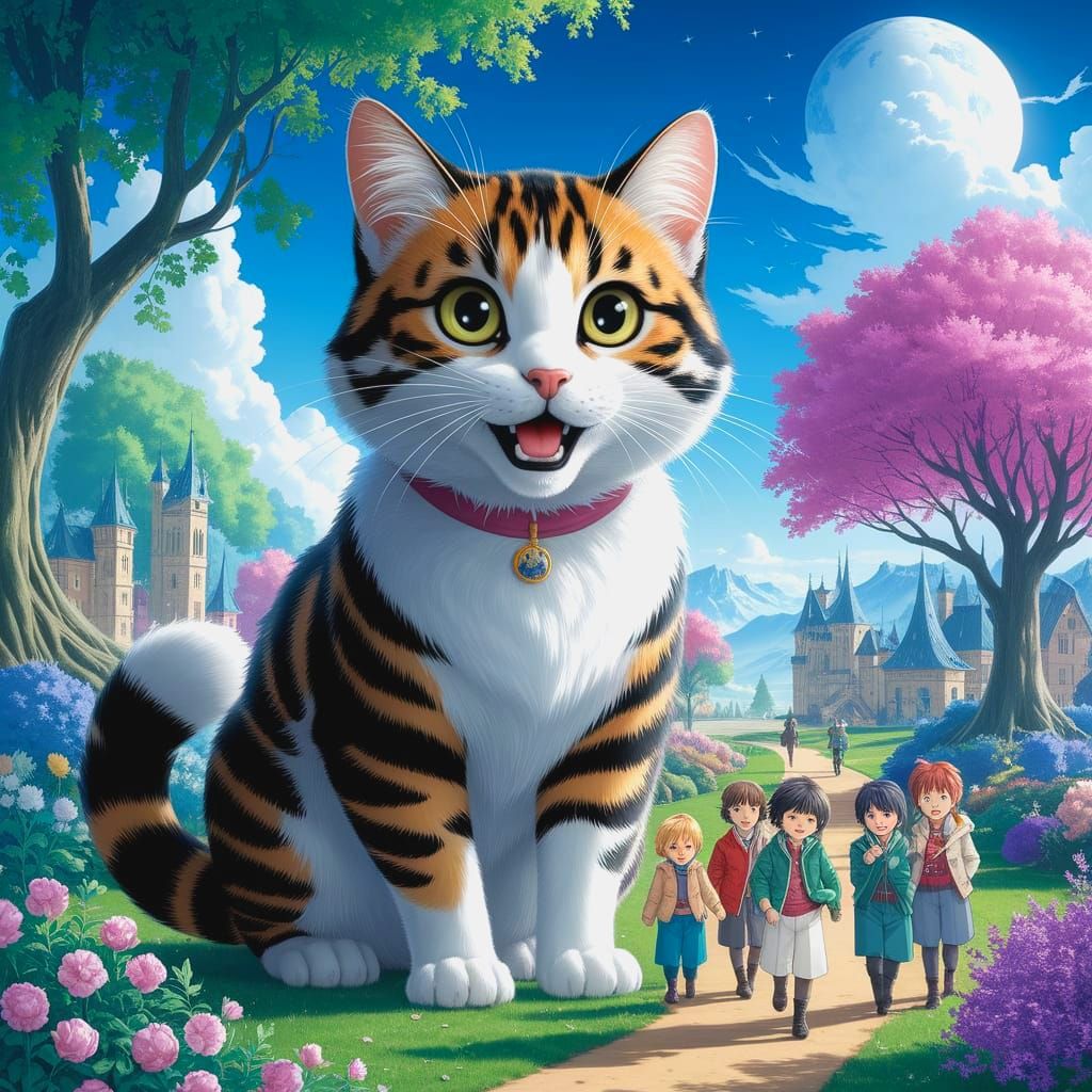 Magical Cat Greets Travelers: Anime Style