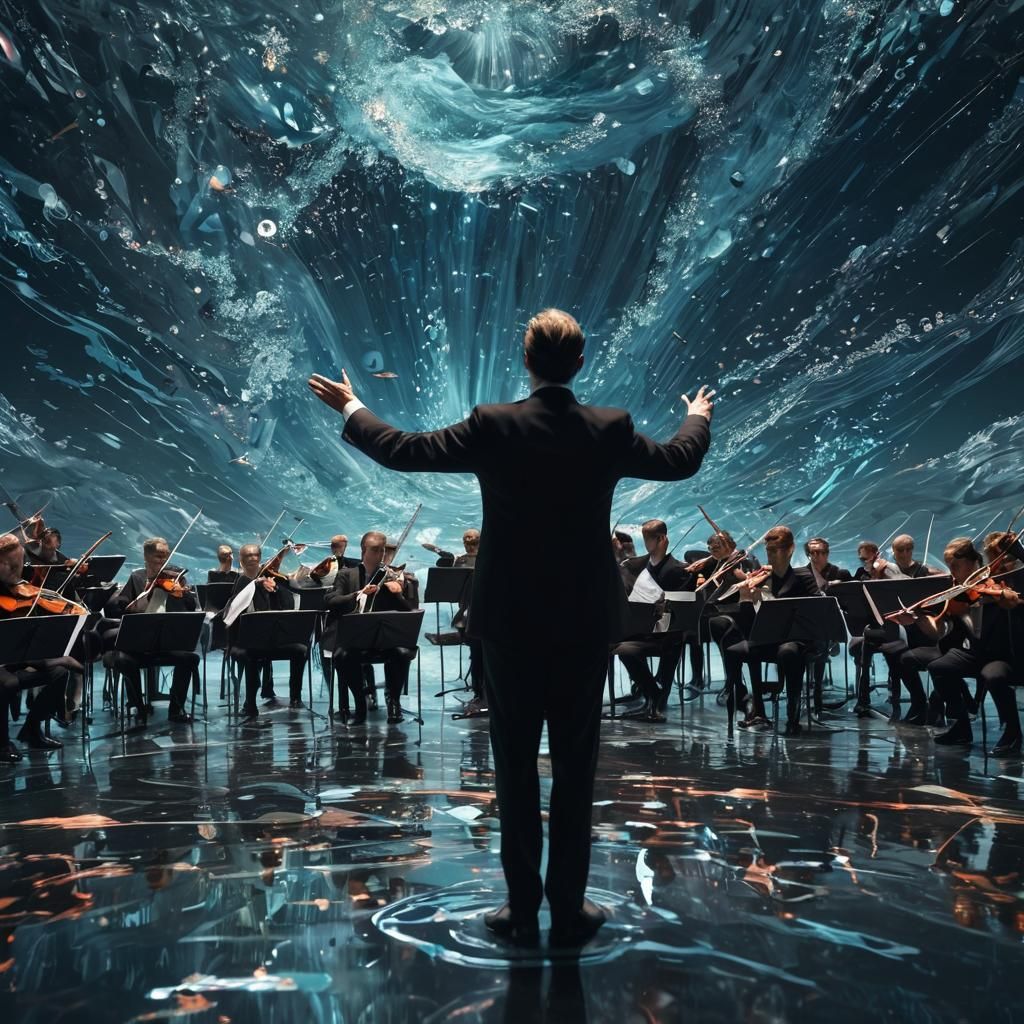 Holographic Ocean Double Exposure with Conductor