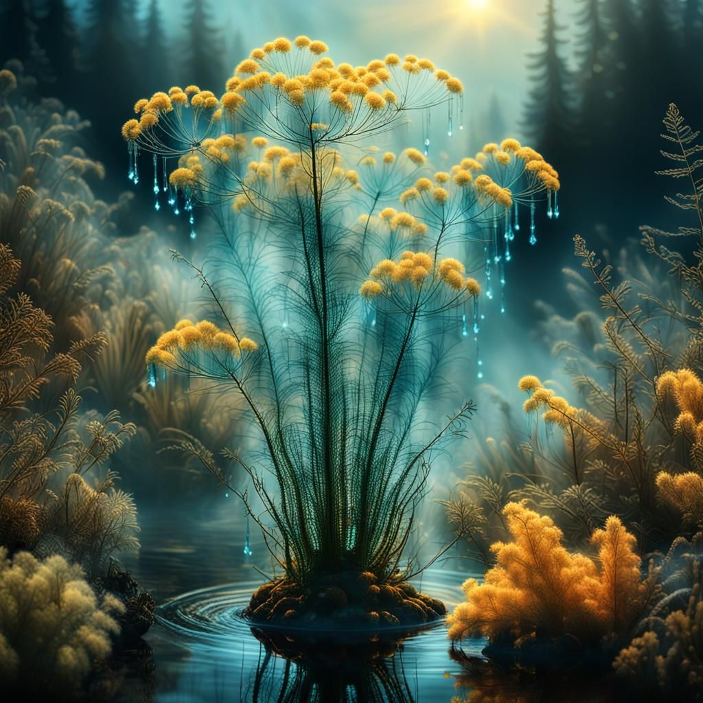 Bioluminescent Water Token with Wild Magic Plants