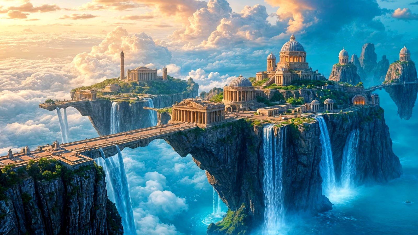 Majestic Floating City with Ancient Greek Architecture