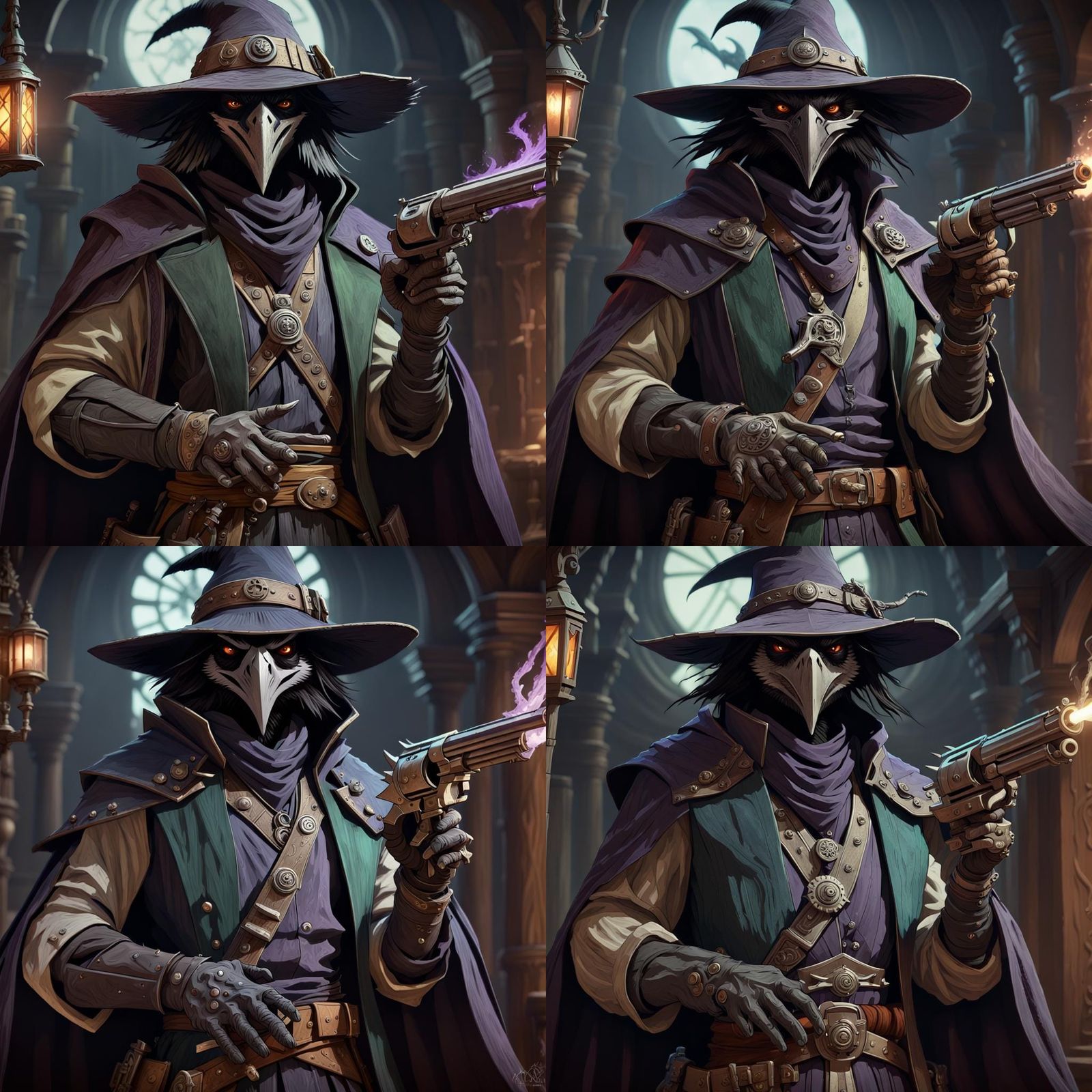 Kenku Warlock Gunslinger with Dark Magic Revolver