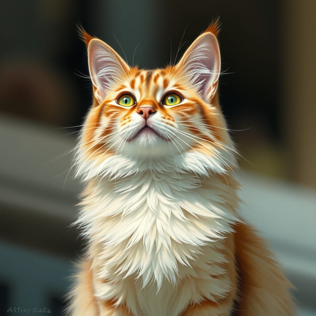Realistic Calico Cat in Soft, Long Fur