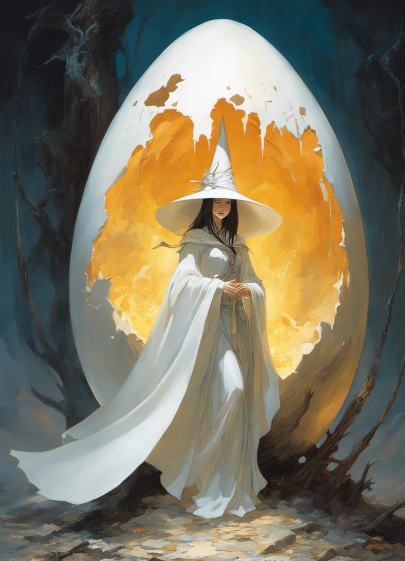 Beautiful Witch Emerges From Giant Opalescent Egg