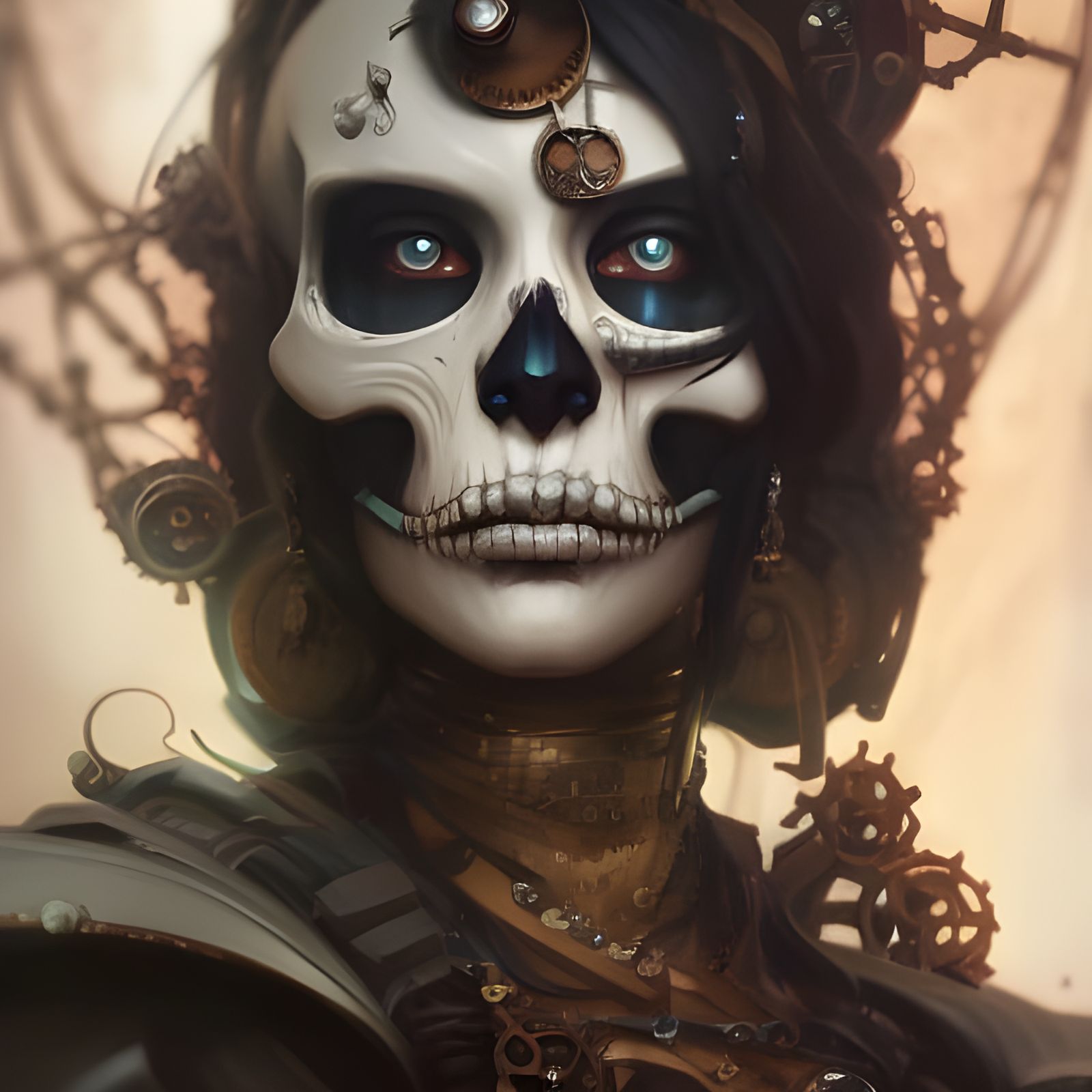 Steampunk Skeleton Portrait in Dark Fantasy Style