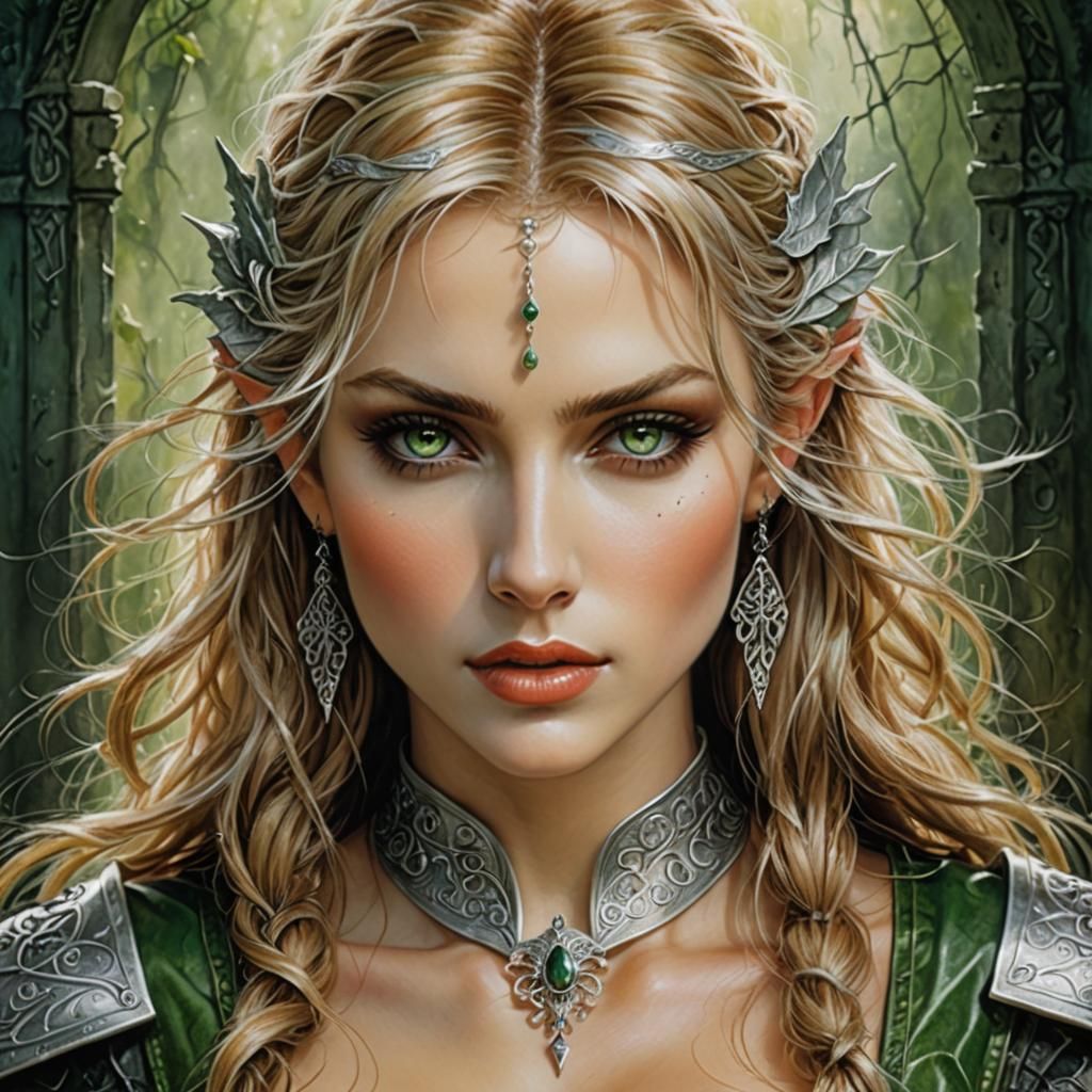 Gorgeous Elf Portrait in Mixed-Media Photography Style