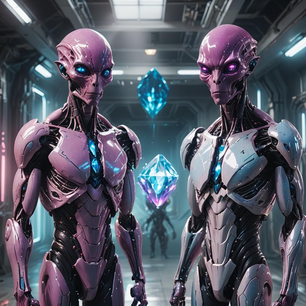 Extraterrestrial Entities in Hangar: Hyperrealistic Splash A...