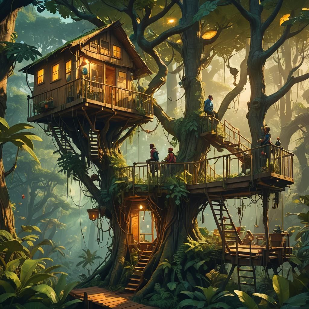 Magical Rainforest Treehouse Concept Art