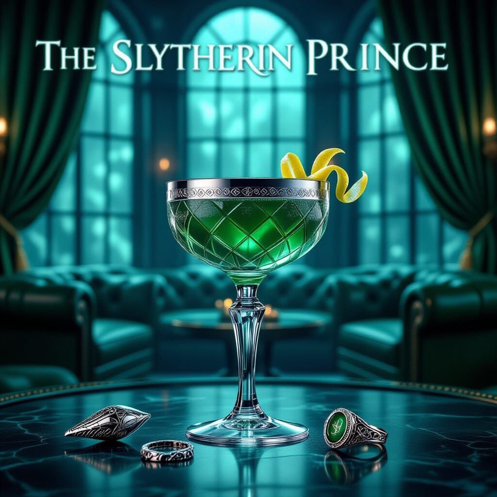 Slytherin Prince Absinthe Cocktail in Silver Glass