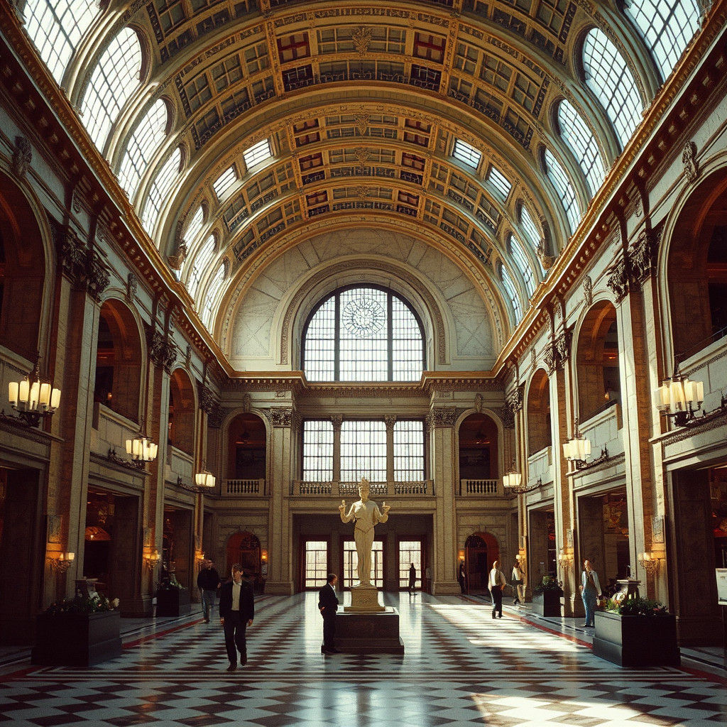 Grand Exhibition Hall in Cinematic Style