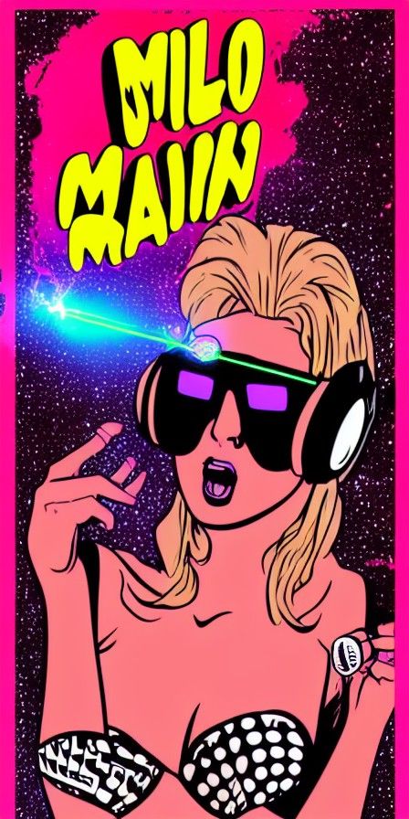 Cosmic Raver Girl with Laser Gun, Comic Style