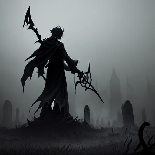 Specter with Scythe in Dismal Graveyard