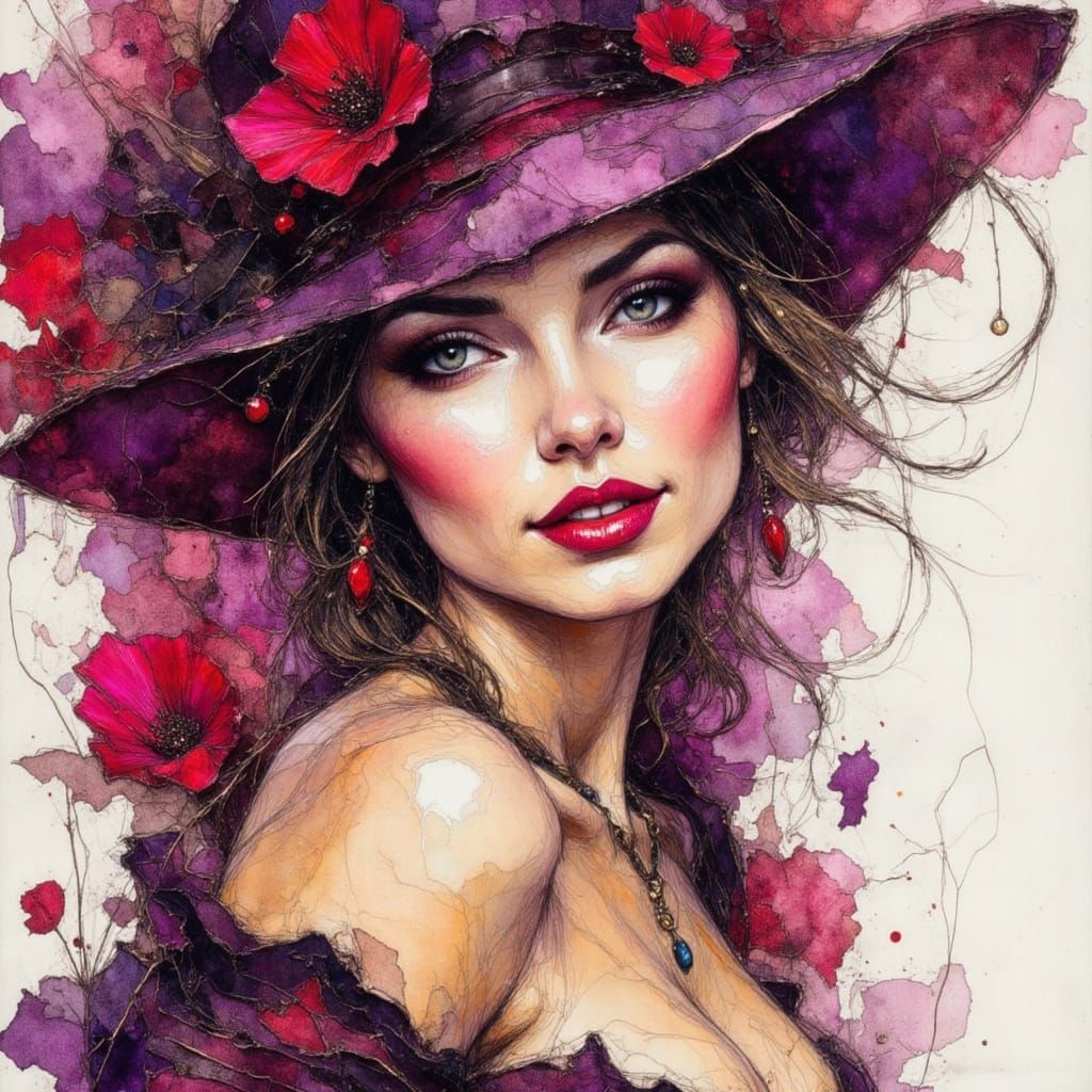 Pirate Close-Up in Alcohol Ink Sketch Style