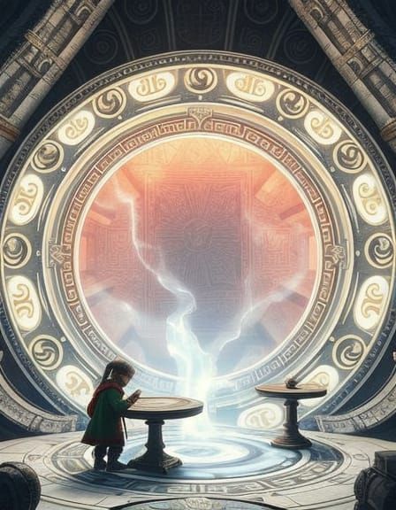 Ornate Runestone Ring Forms Interdimensional Portal