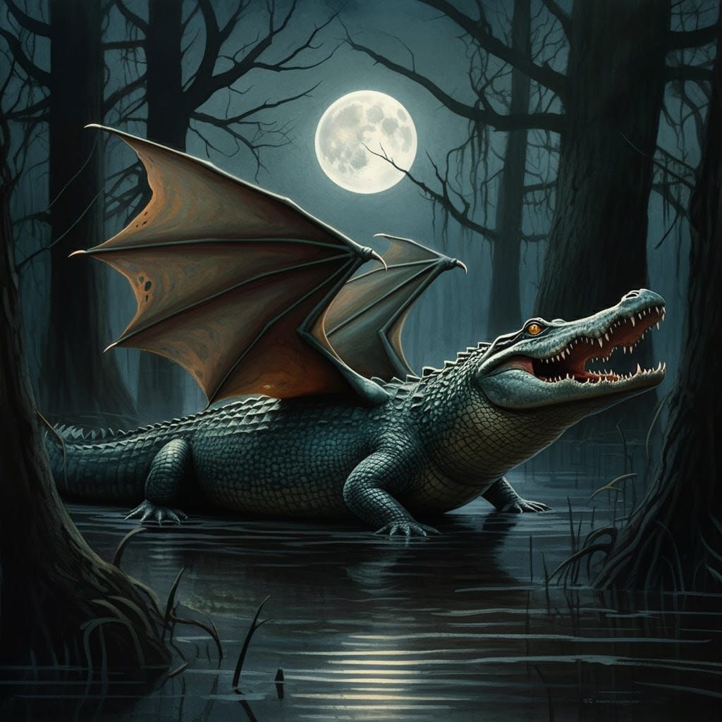 Moonlit Swamp Dragon Emerges