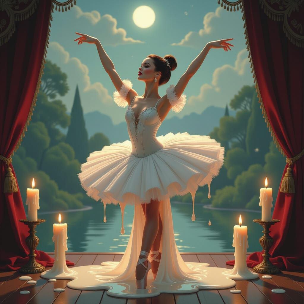 Wax Ballerina in Victorian Landscape