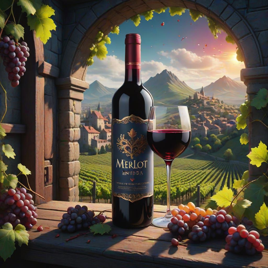 International Merlot Day Celebration in Fantasy Art Style