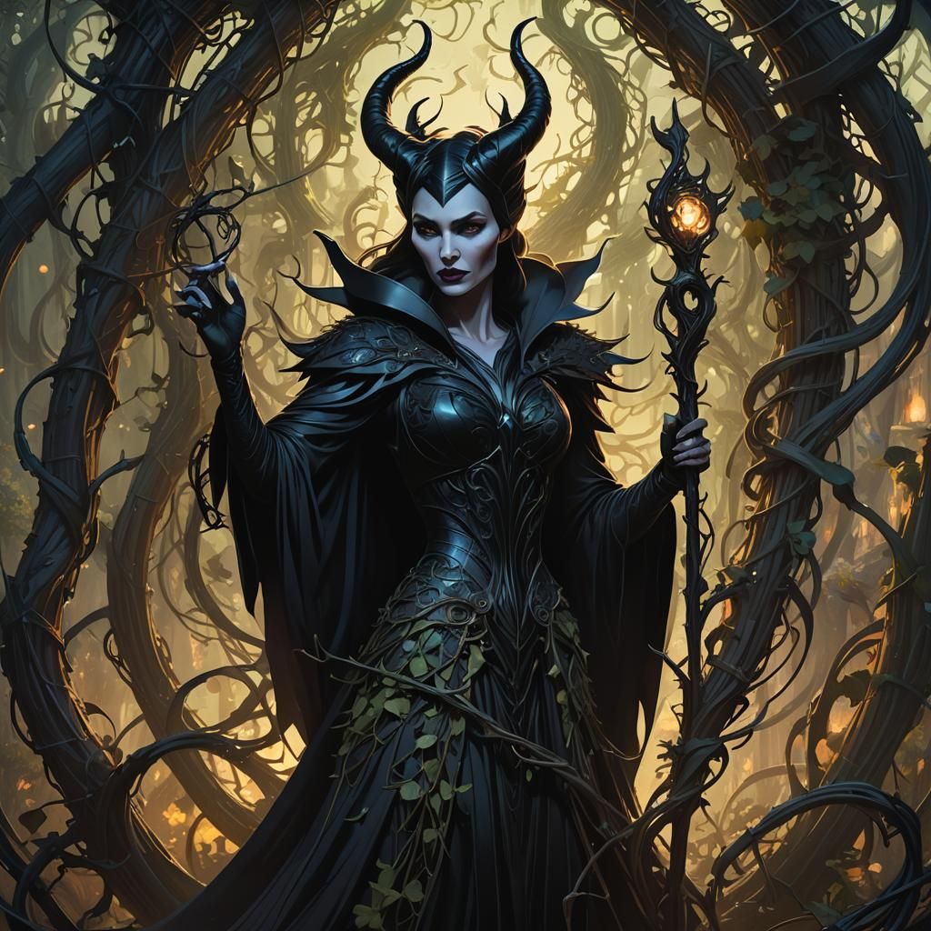 Maleficent in Dark Fantasy Art Nouveau Style
