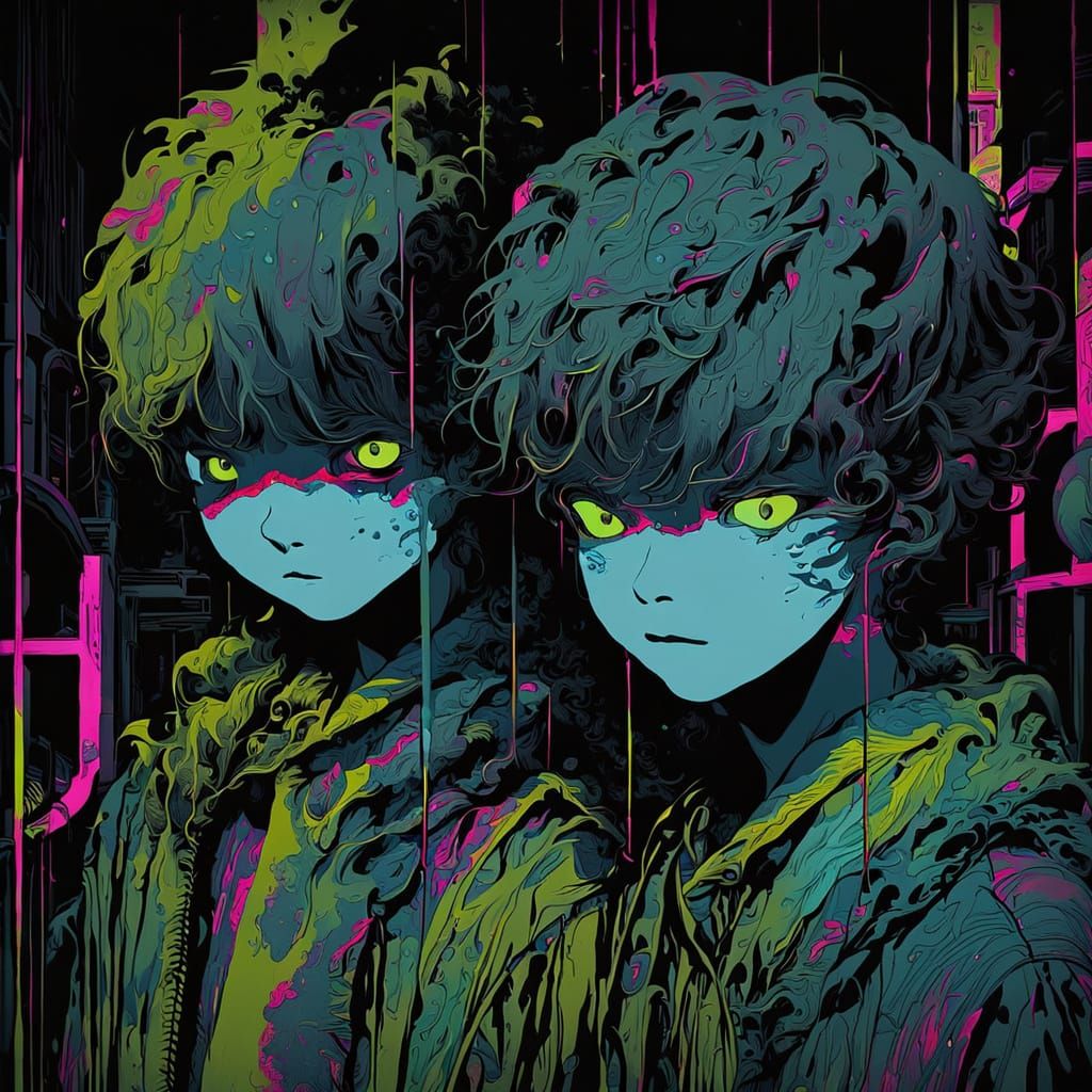 Surreal Friends in Neon Night