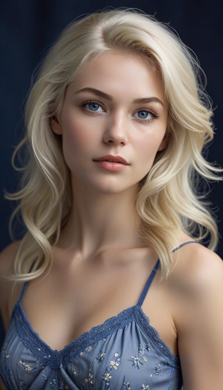 Gorgeous Platinum Blonde Woman on Blueberry Hill