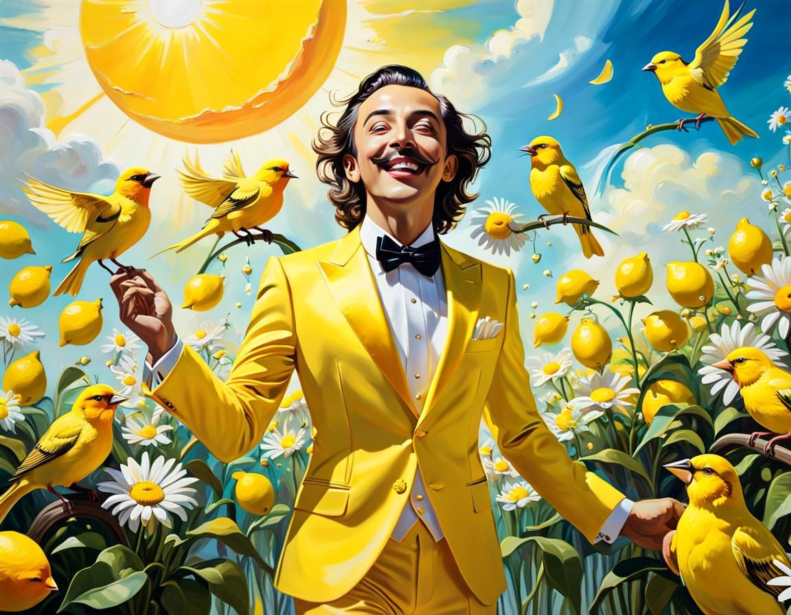 Surreal Cheerful Person Dancing in a Dreamlike Scene