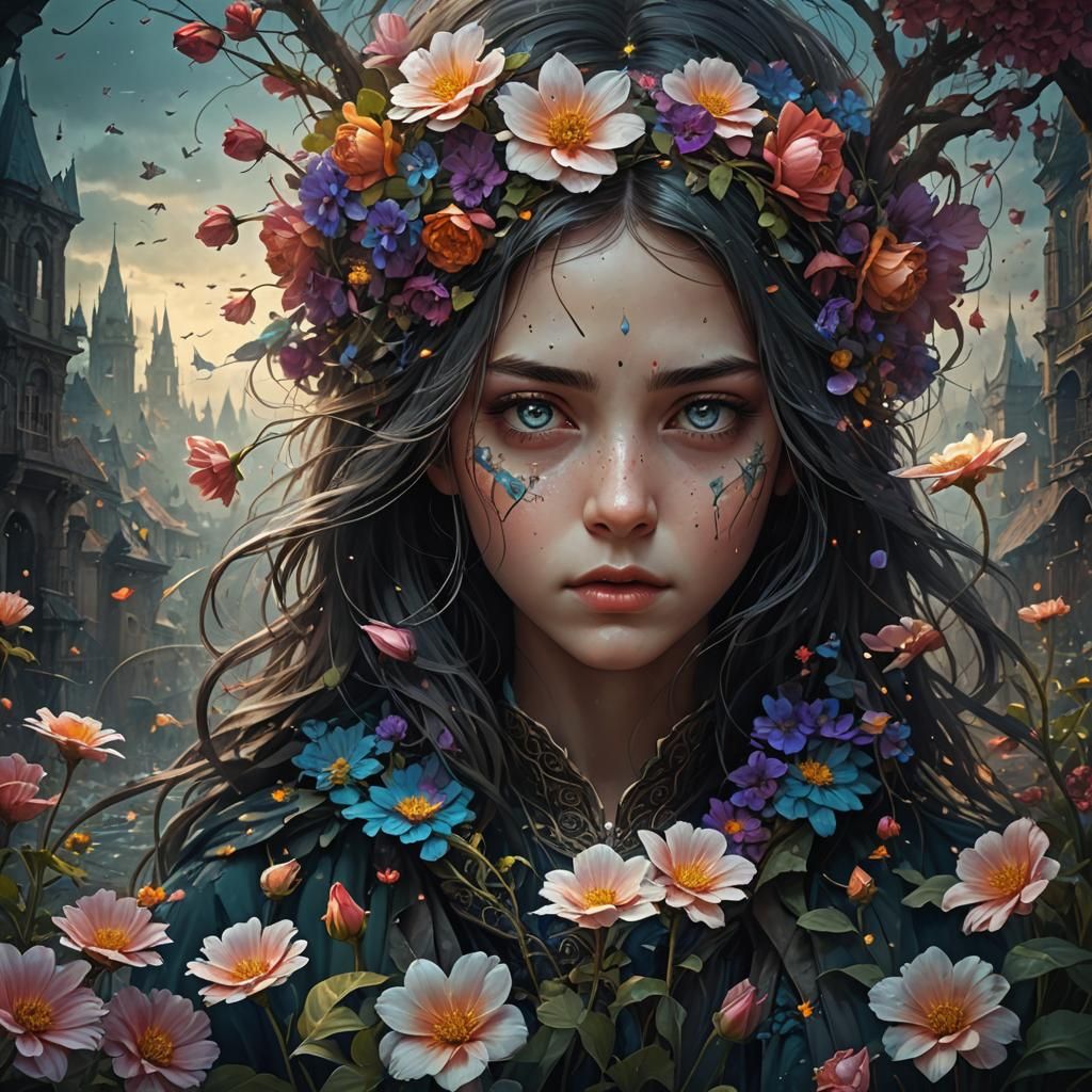 Melancholic Flower in Detailed Matte Painting