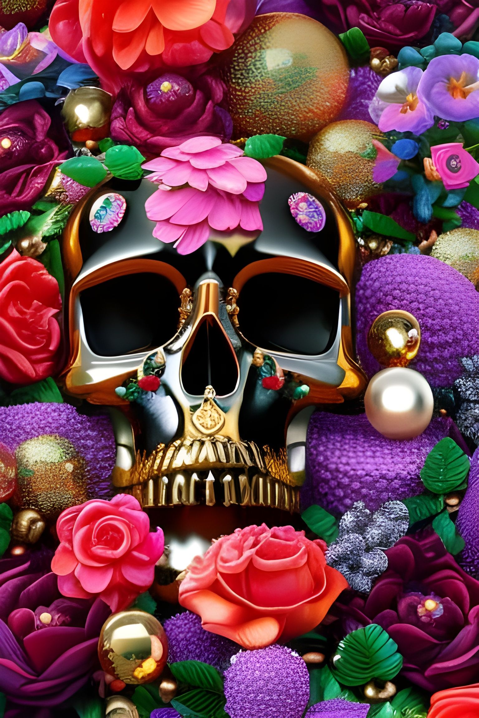 Bejeweled Skull in Hyperdetailed 3D Illustration