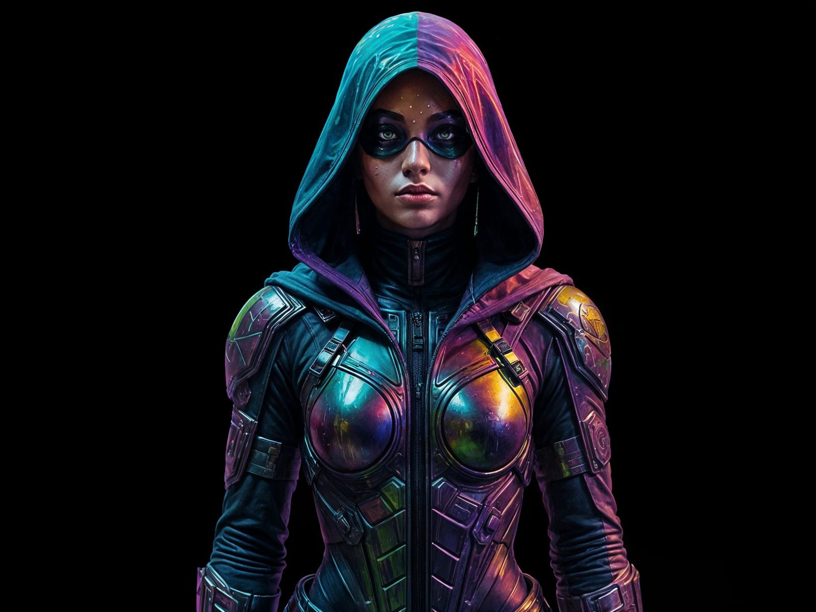 Heroine in Vibrant Street Art Armor