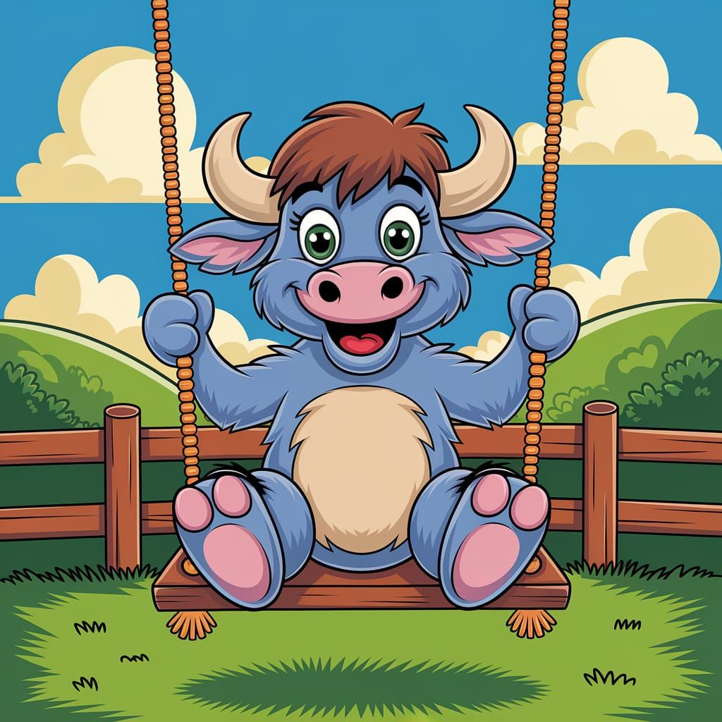 classic cartoon of a buffalo with exaggerated features