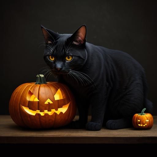 Hyperrealistic Pumpkin Cat with Intricate Details