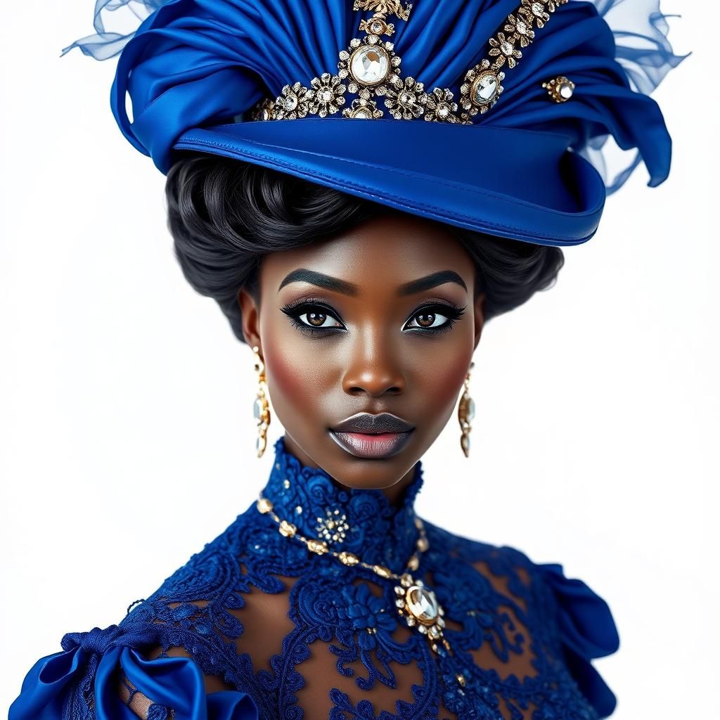 Elegant Woman in Blue Gown: Hyperrealistic Concept Art