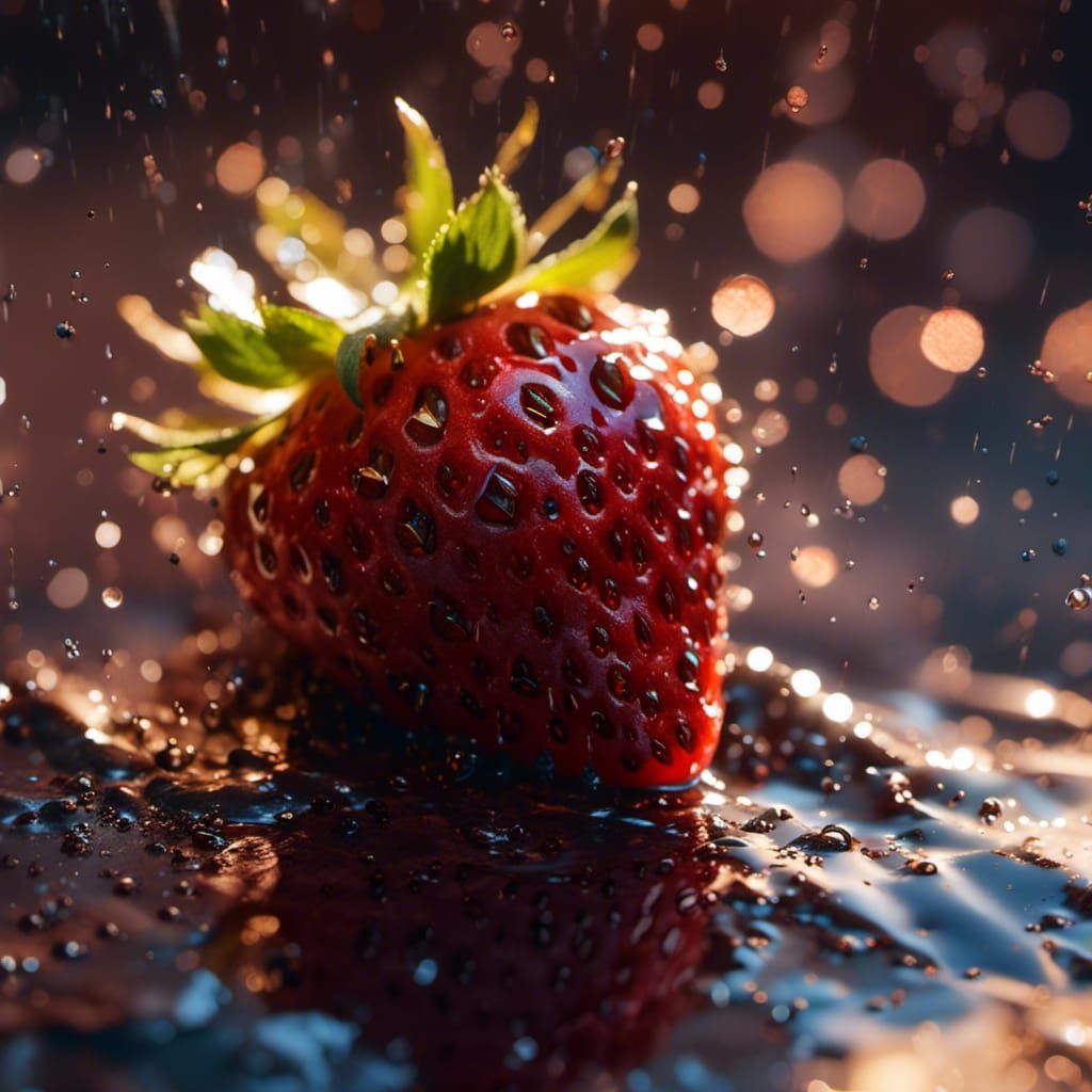 Hyperrealistic Strawberry Still Life in Sunlight
