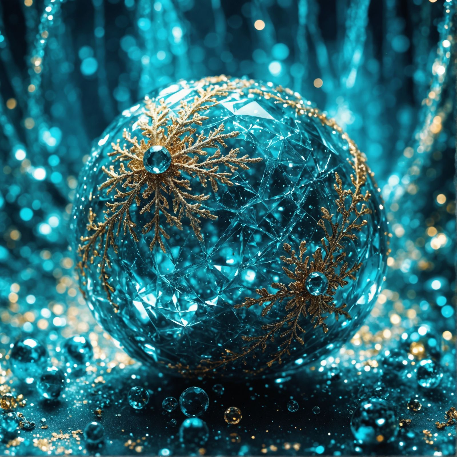 Silver Snowball on Glittery Background in Fairycore Style