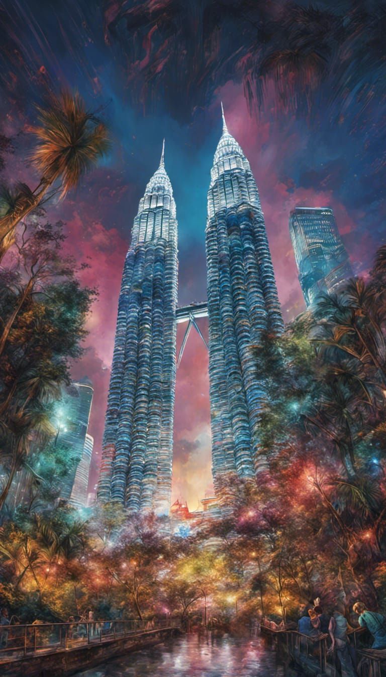 Petronas Twin Towers, Kuala Lumpur watercolour