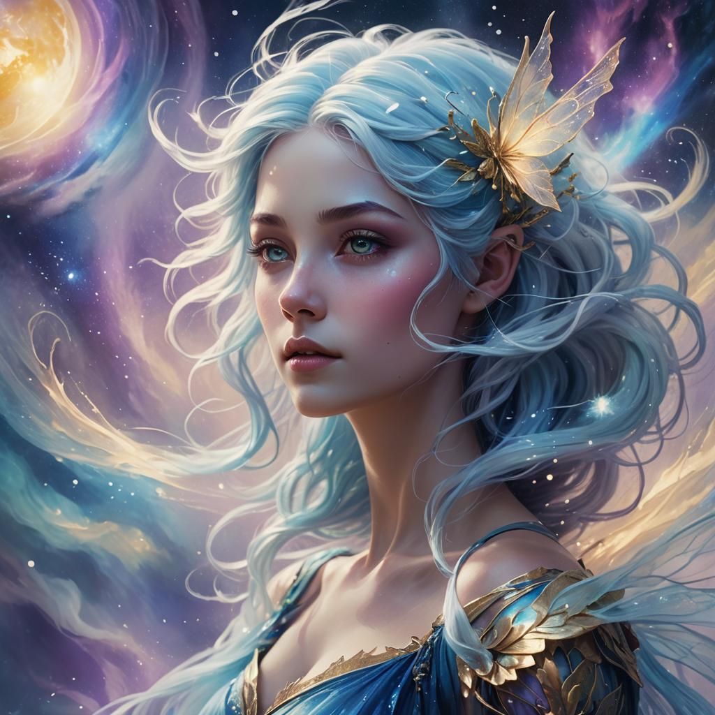 Ethereal Fairy Portrait in Digital Oil Painting Style