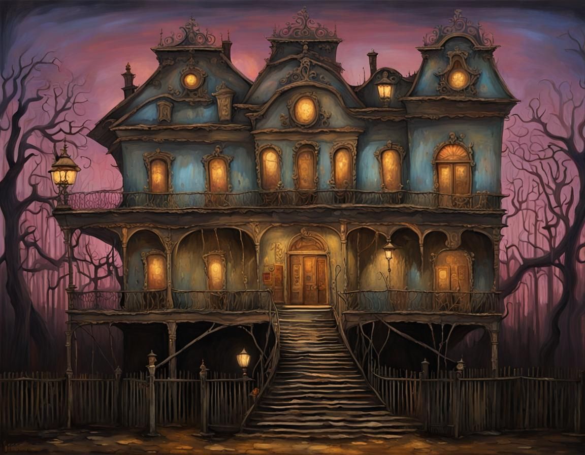 Antique Carnival Haunted House Facade in Baroque Style