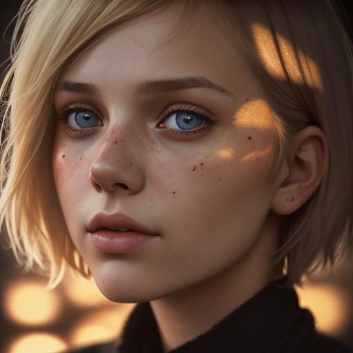 Blonde Woman Portrait with Color Splotches