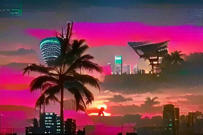 Retrowave Sunset: Miami Meets Tokyo in Neon