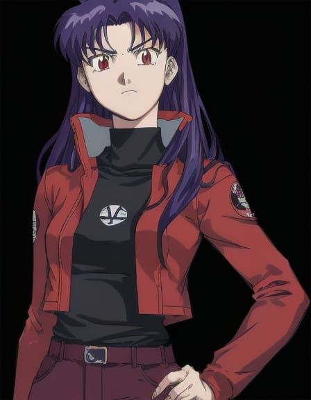 Vintage 90's Anime Art of Misato Katsuragi in Iconic NERV Ju...