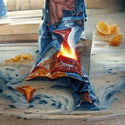 Doritos Denim Jeans in Oil Painting Style