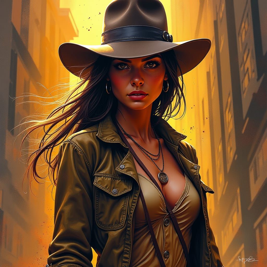 Female Adventurer in Comic Book Style