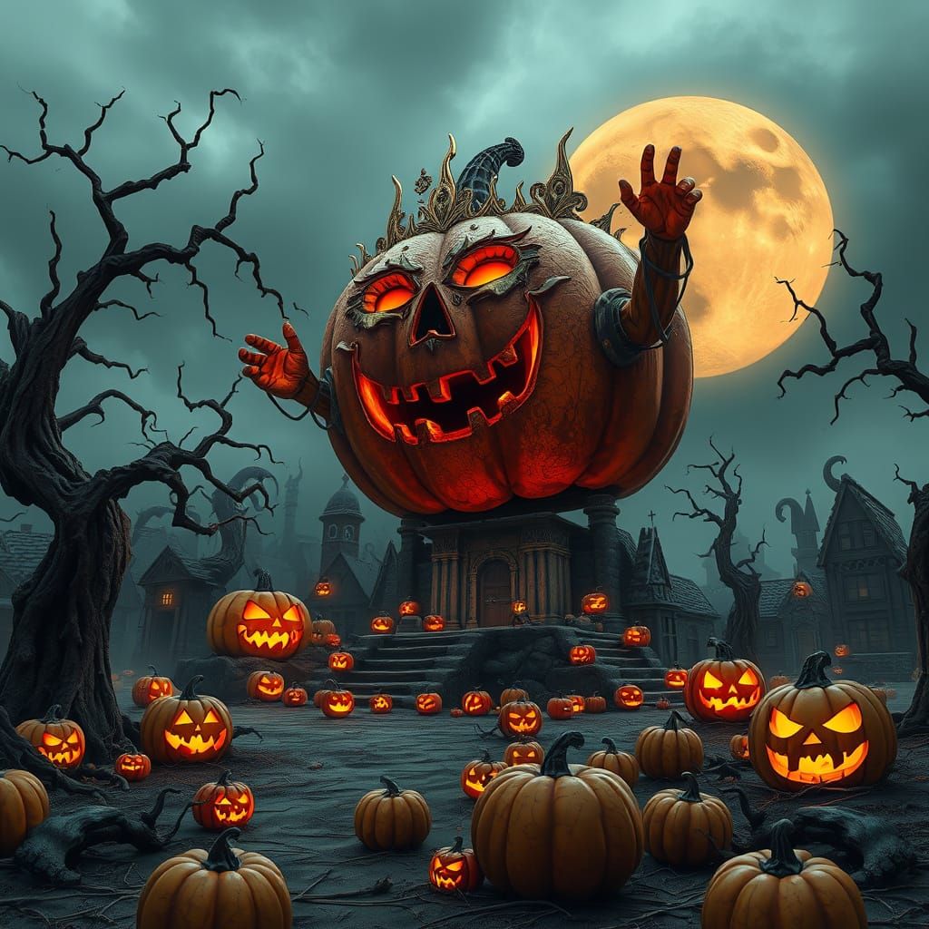 Pumpkin King Reigns in Halloween Town: Matte Painting