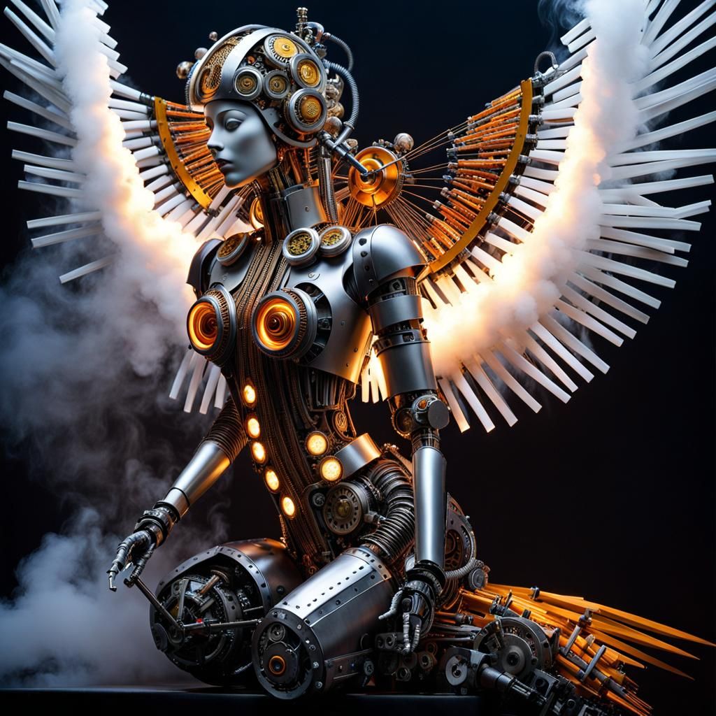 Mechanical Woman Idolized in Stylized Nightmare