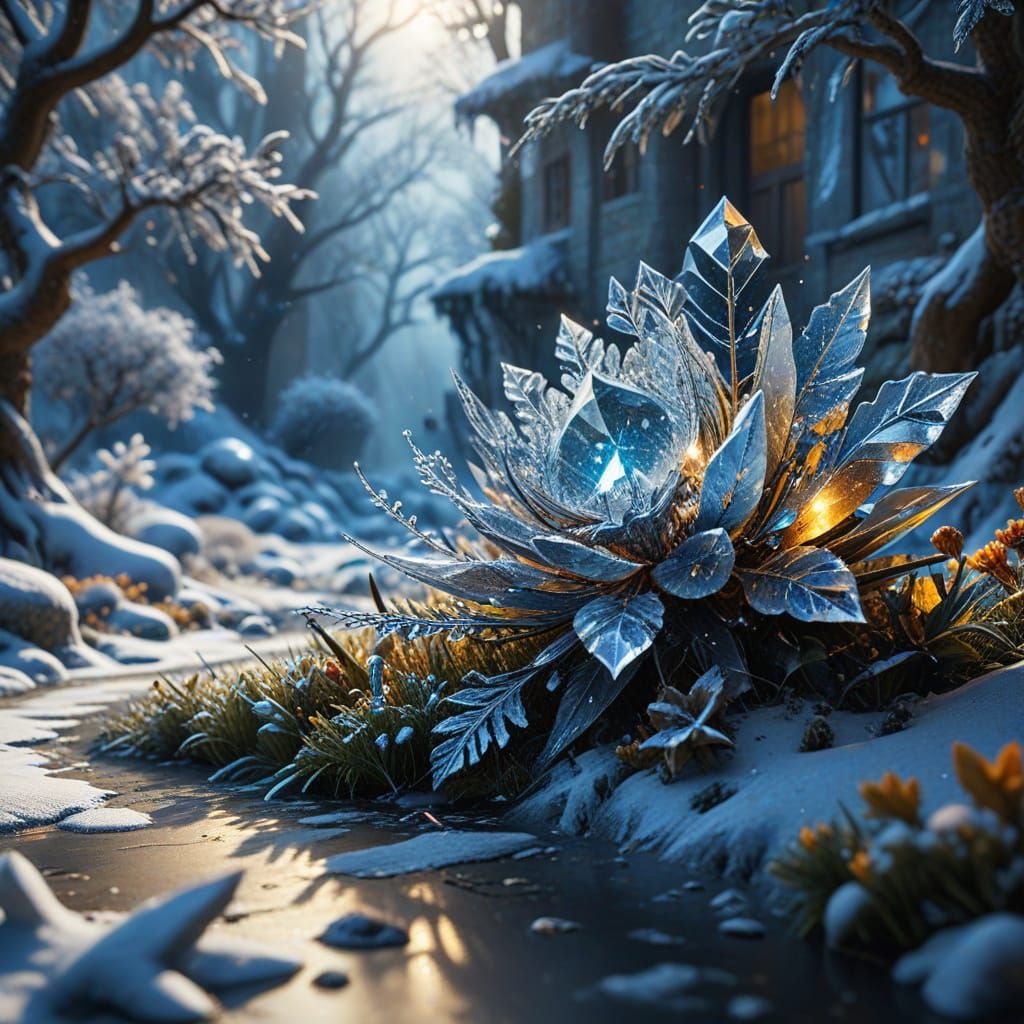 Surreal Winter Wonderland Scene in High-Contrast HDR Style