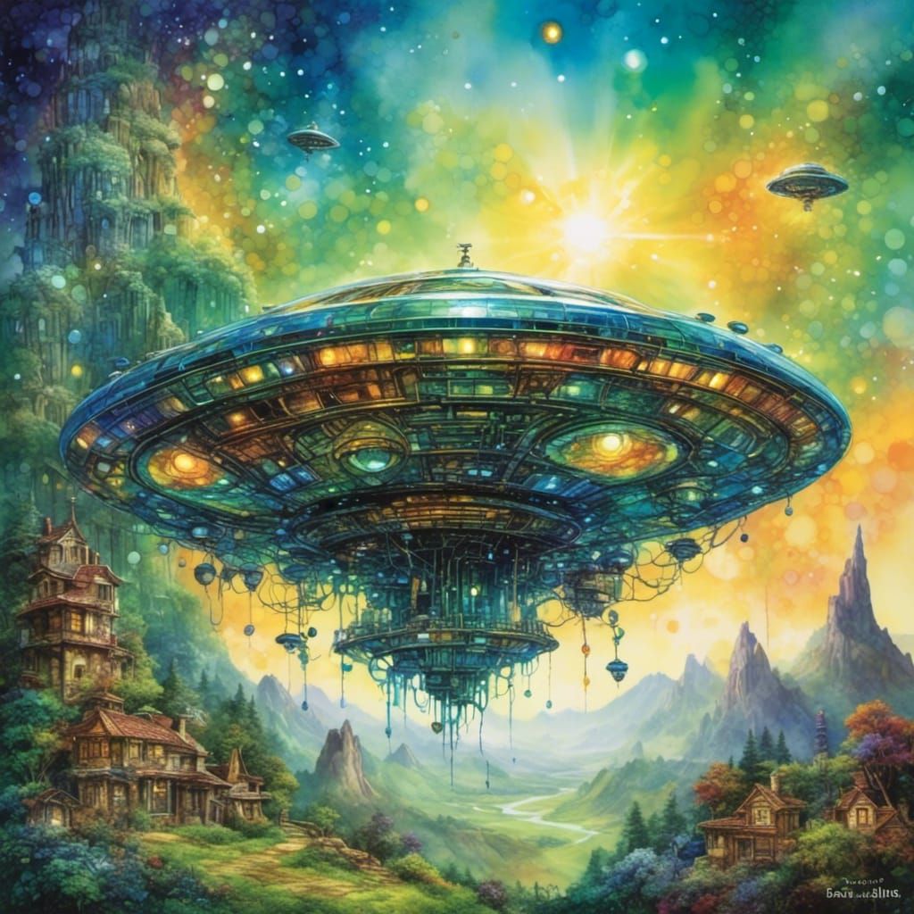 UFO Close-Up in Sin City Comic Style