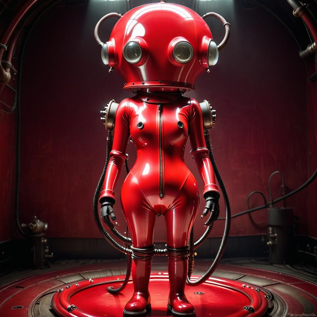 Octopus Robot in Red Latex!