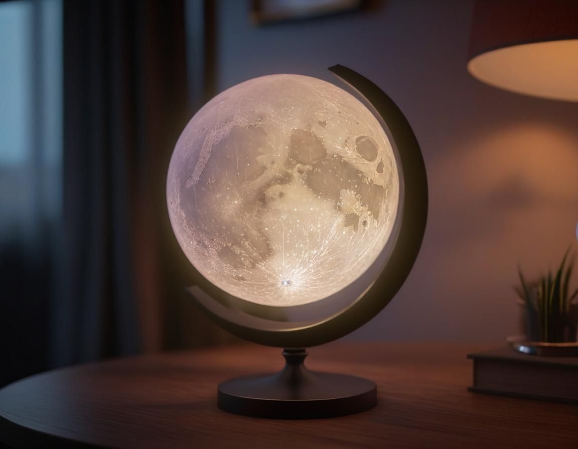 Glowing Moon Table Lamp with Iridescent Glow